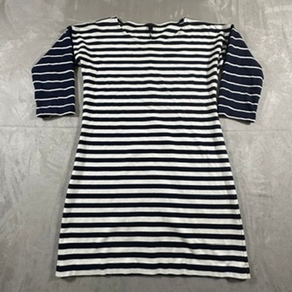 J.Crew T-Shirt Dress Womens Striped 3/4 Sleeve Cotton S Navy White